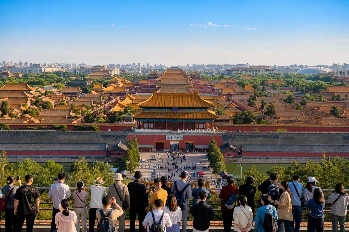 View over the golden rooftops of the Forbidden City from Jingshan Park in Beijing