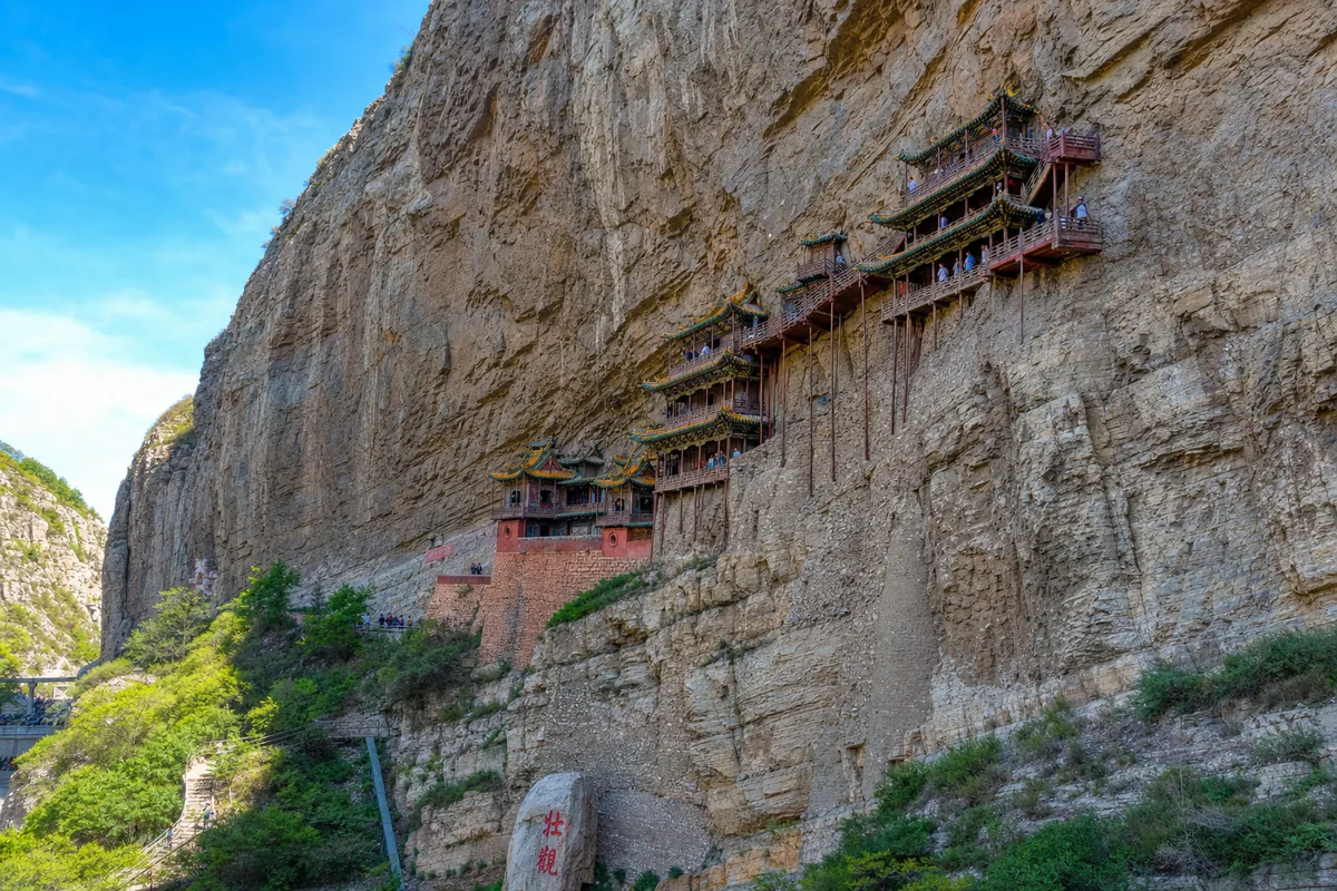 The Hanging Temple built into a cliff face near Mount Heng, Datong