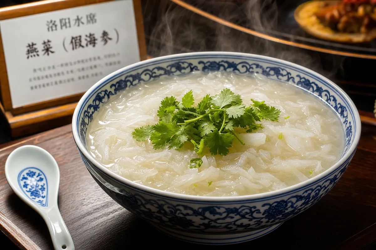 A bowl of Luoyang Water Banquet soup, the city's signature dish