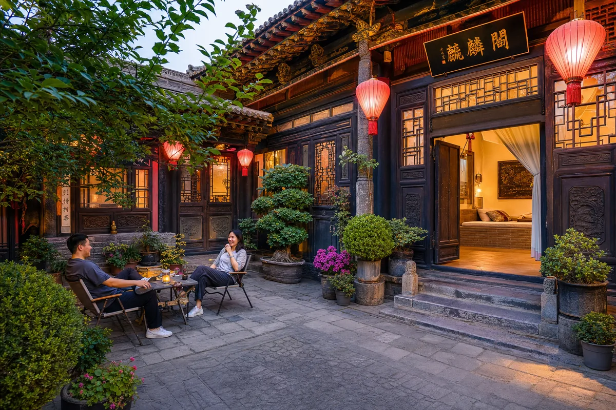 Traditional courtyard guesthouse inside Pingyao's old town