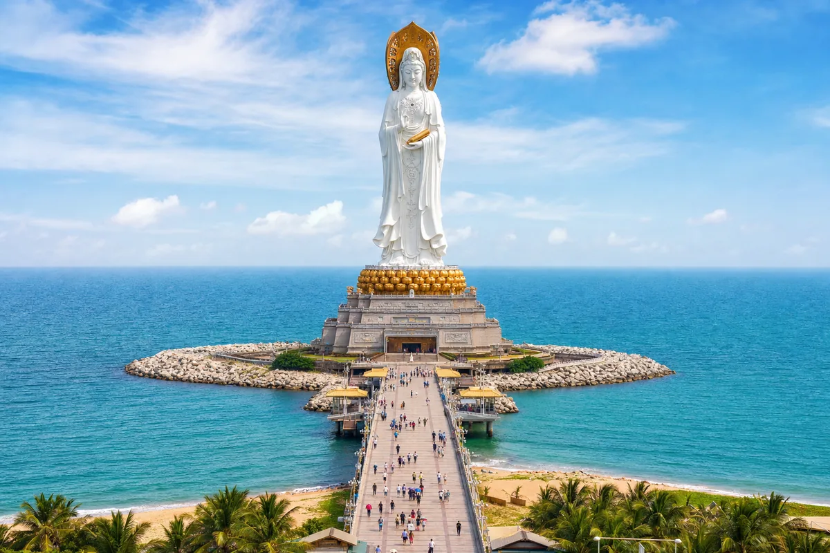 Guanyin of the South Sea statue at Nanshan Temple, Sanya