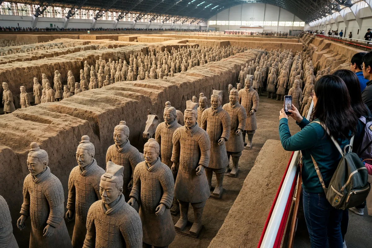 Terracotta Army warriors in Xi'an, destination of the Beijing to Xi'an train