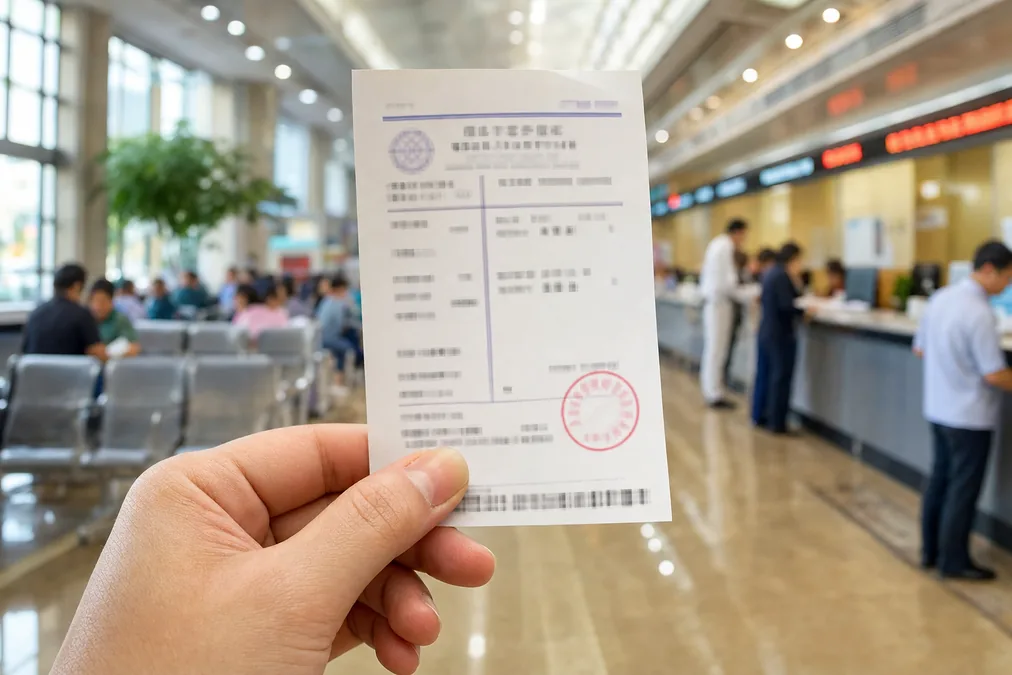 Hand holding a stylized official receipt slip