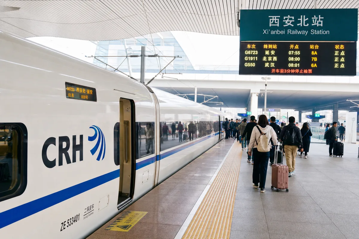 High-speed train at Xi'an North Station bound for day trip destinations